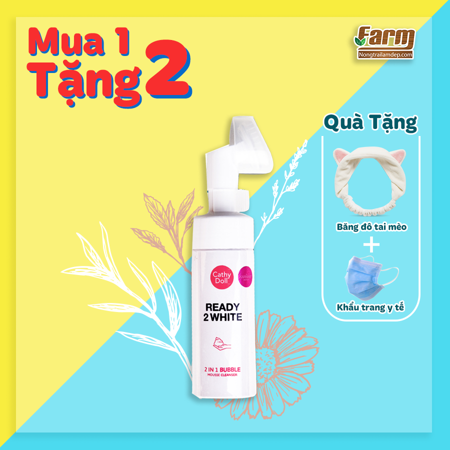 Sữa rửa mặt tạo bọt trắng da Cathy Doll Ready 2 White 2in1 Bubble Mousse Cleanser