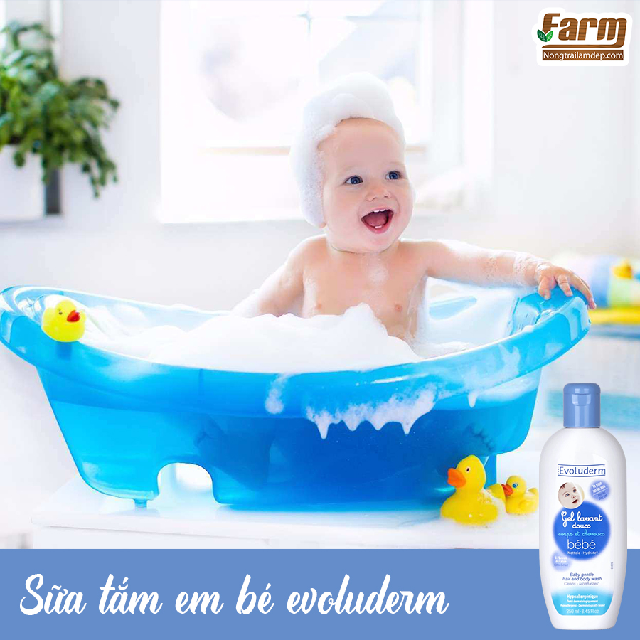 Sữa tắm em bé Evoluderm sở hữu các thành phần dịu nhẹ cho các bé