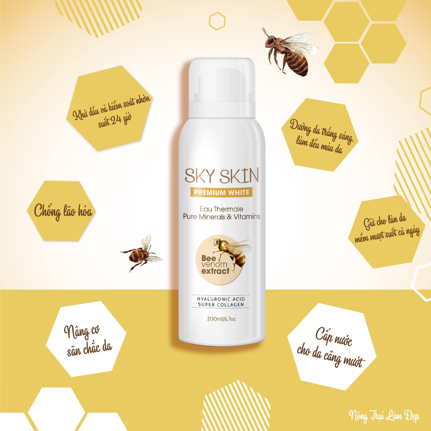 Xịt khoáng Nọc ong Sky tạo kháng viêm, cung cấp đủ độ ẩm, dưỡng sáng da 
