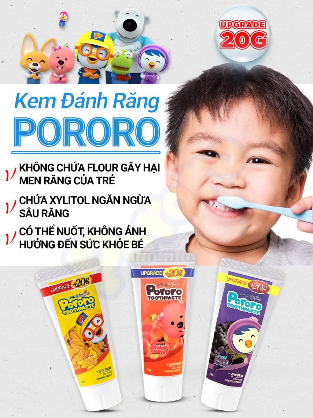 Kem Đánh Răng Em Bé Pororo Vị Chuối 70g