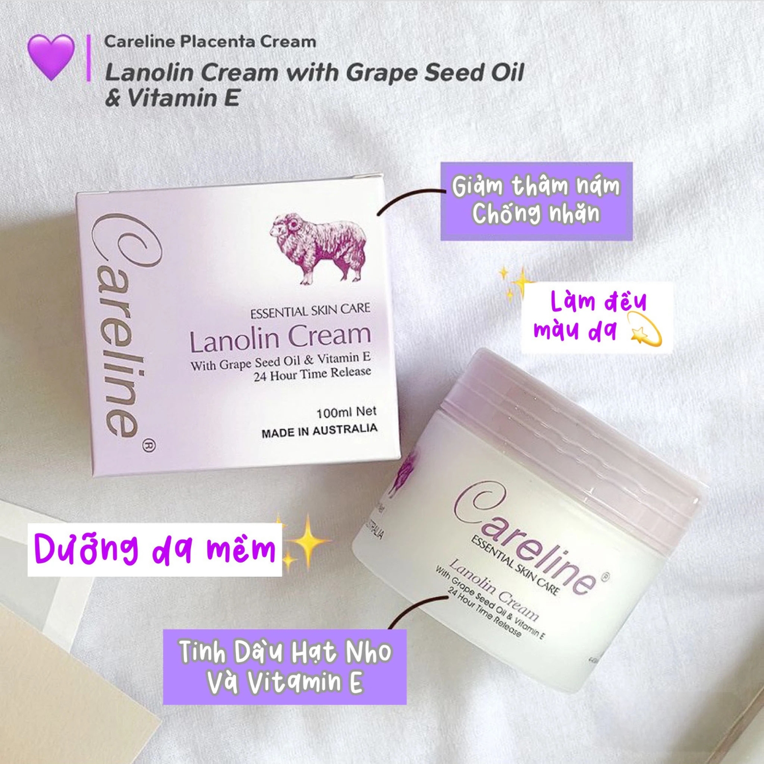 Kem Dưỡng Da Mỡ Cữu Careline Lanolin Cream 100ml