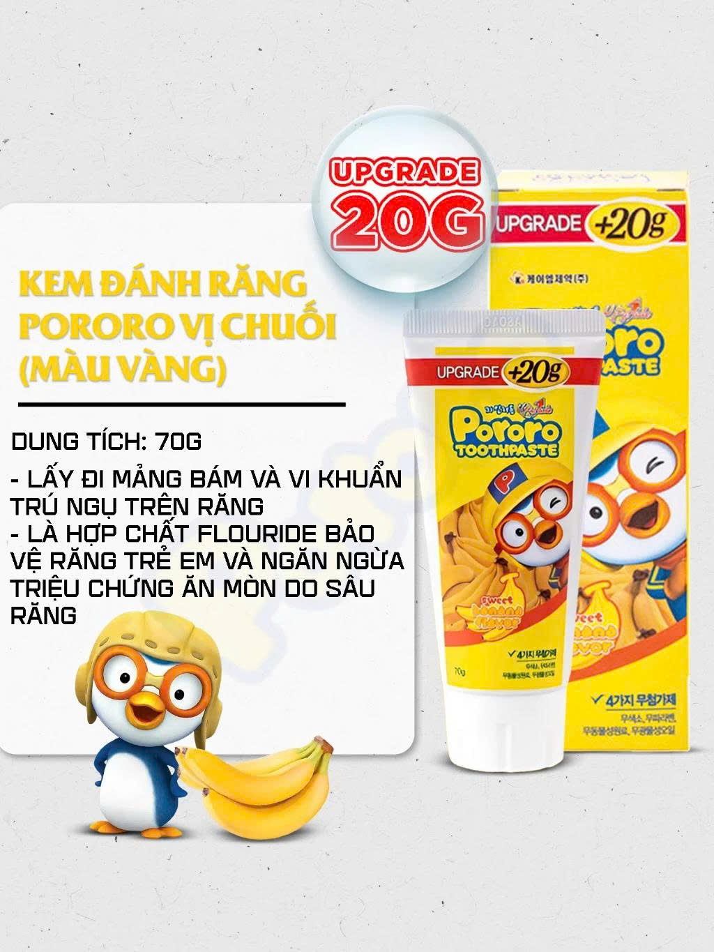 Kem Đánh Răng Em Bé Pororo Vị Chuối 70g